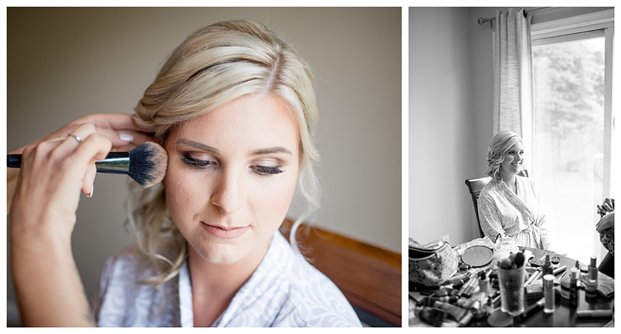 bride getting her makeup done before the wedding