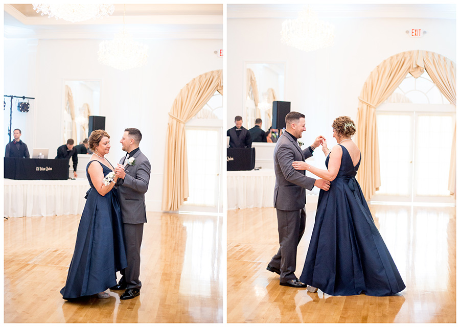 groom dancing with his mom in the ballroom