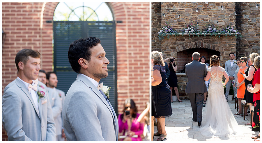 outdoor wedding ceremony in the courtyard of the madison riverside