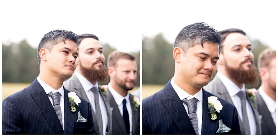 groom's emotion reaction to seeing his bride walk down the aisle