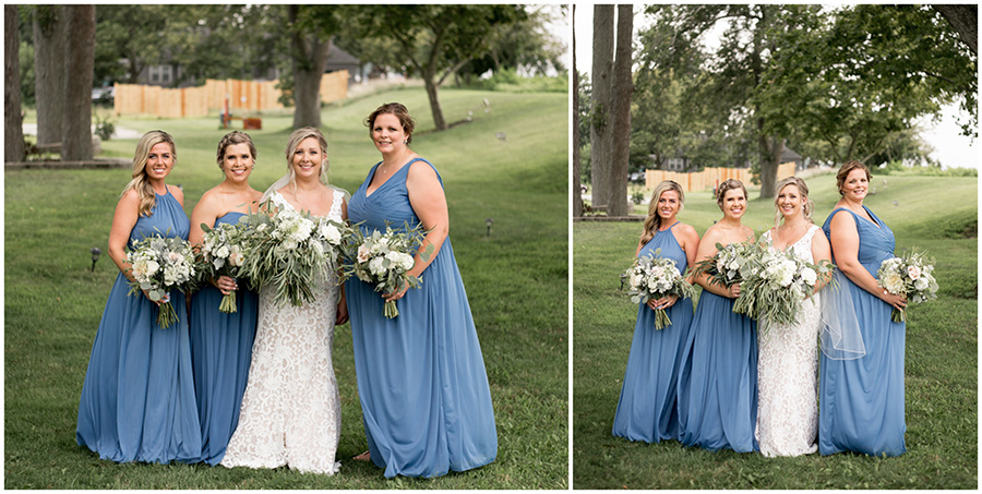bridesmaids in light blue bridesmaid gowns