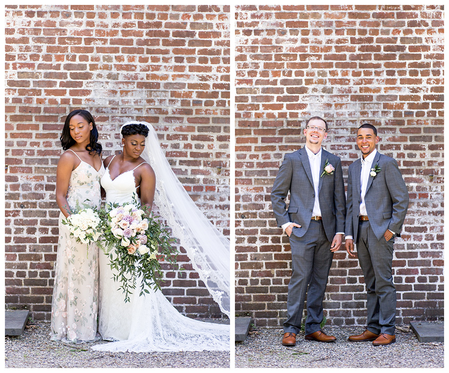 wedding party portraits at allaire state park chapel