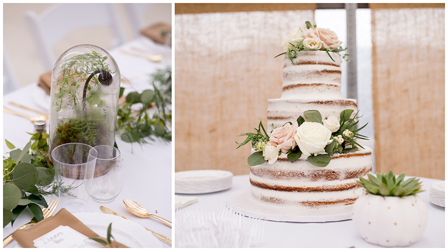 naked cake decorated with fresh flowers