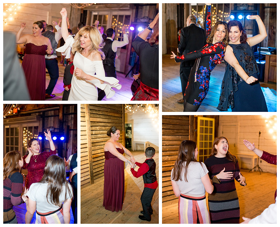family and friends dance together at the reception