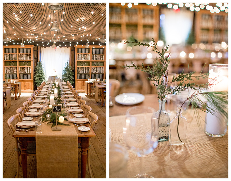 evergreen details at this winter wedding