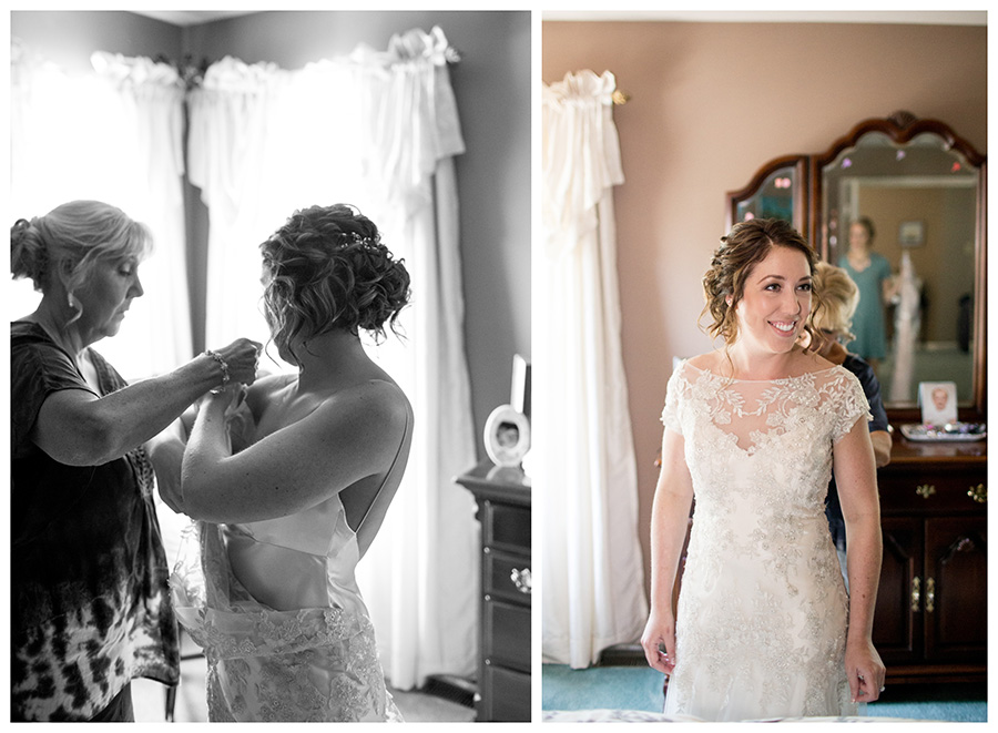 bride gets ready at her moms house