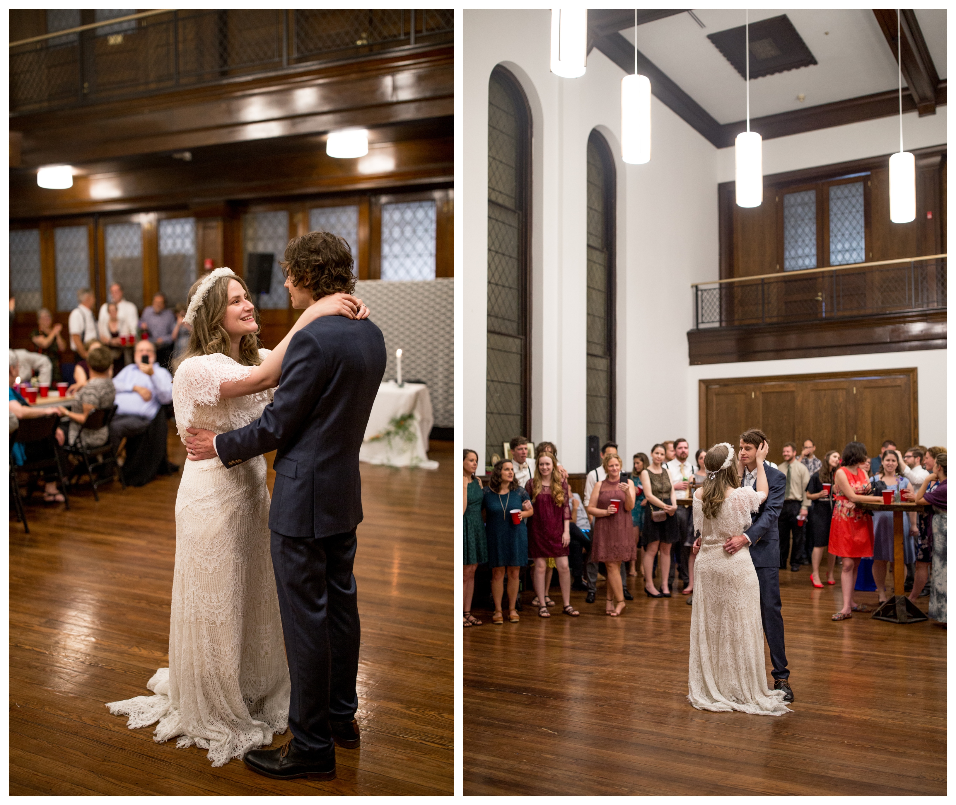 bride and groom share first dance at liberti church wedding reception