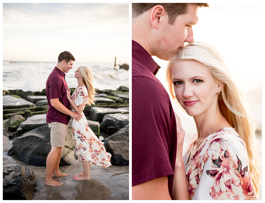 engagement portraits on the beach in ocean city