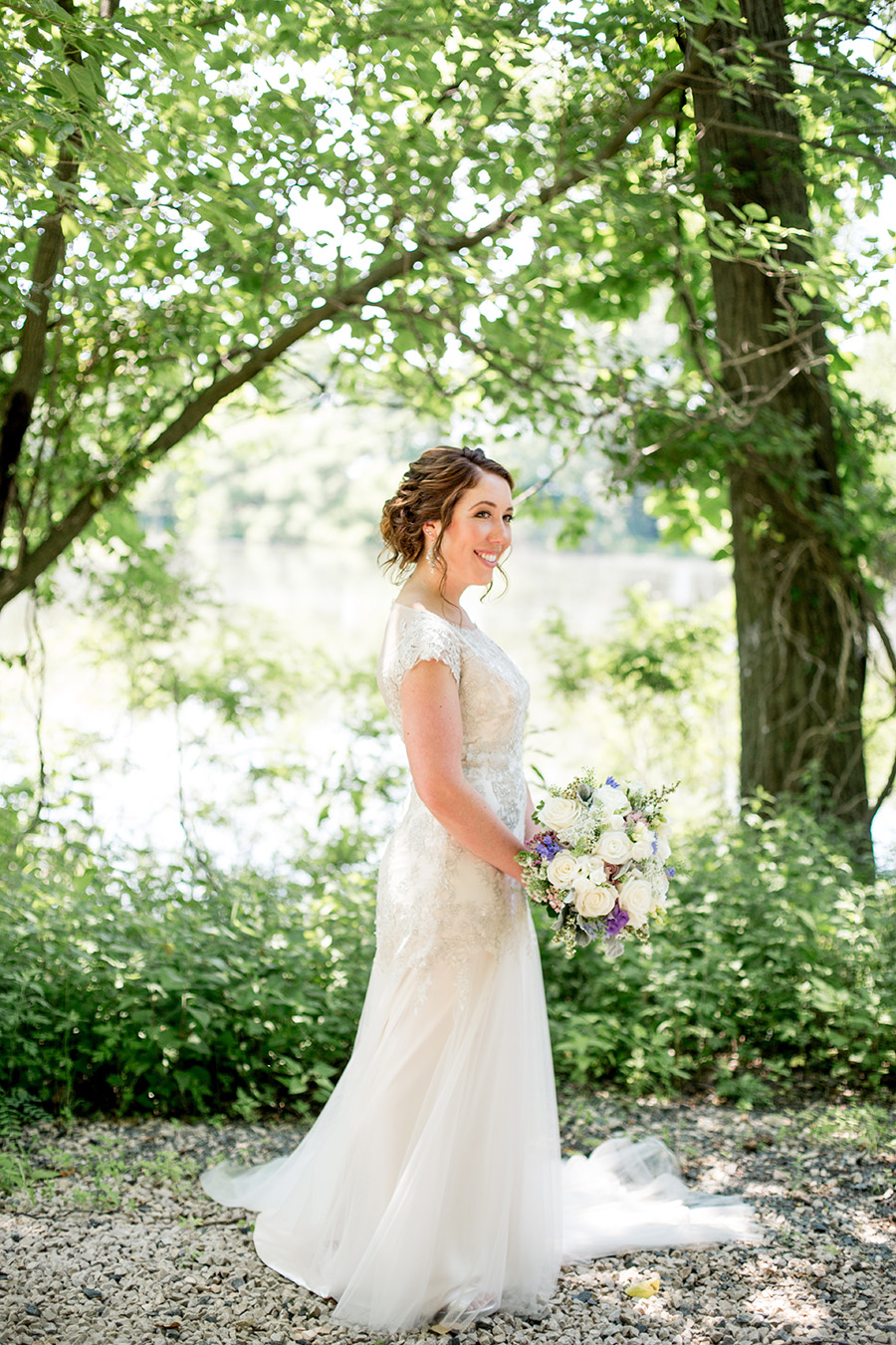 bride in natural woodland setting