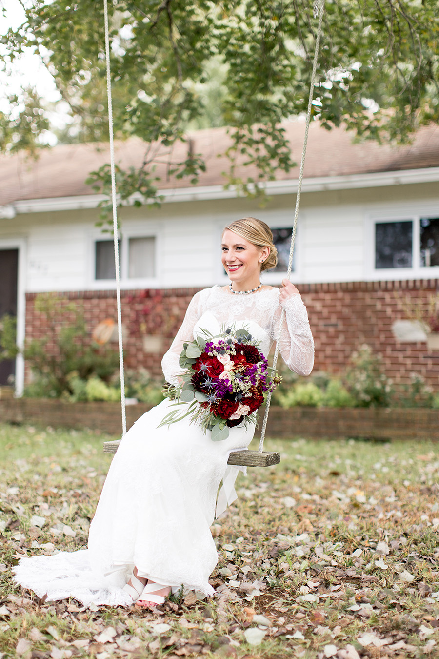 bride outside of her parent's house