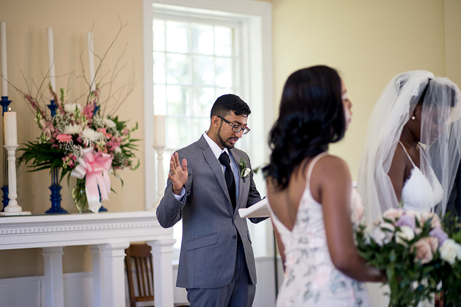 pastor gives homily at wedding ceremony