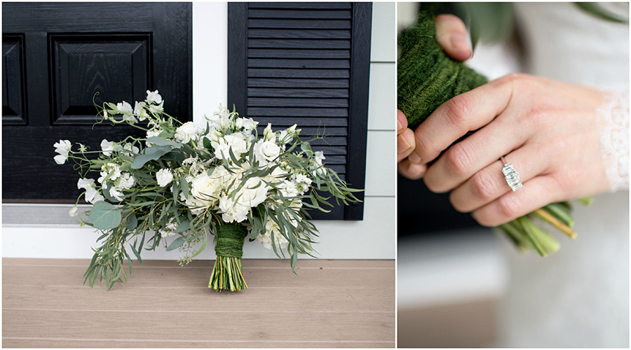 organic white and green wedding bouquet