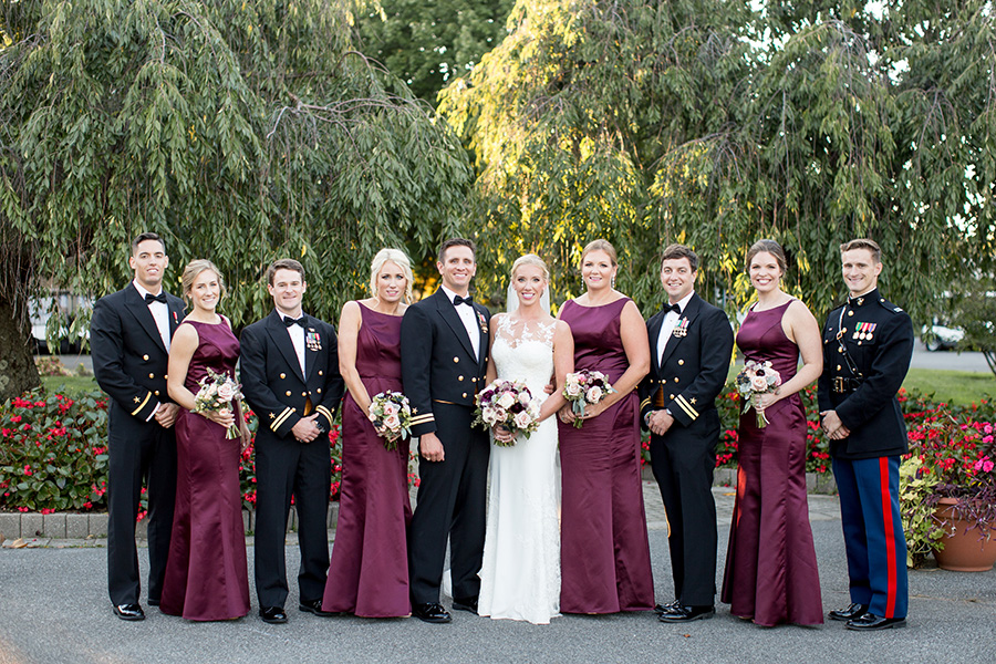 wedding party portraits outside dupont country club