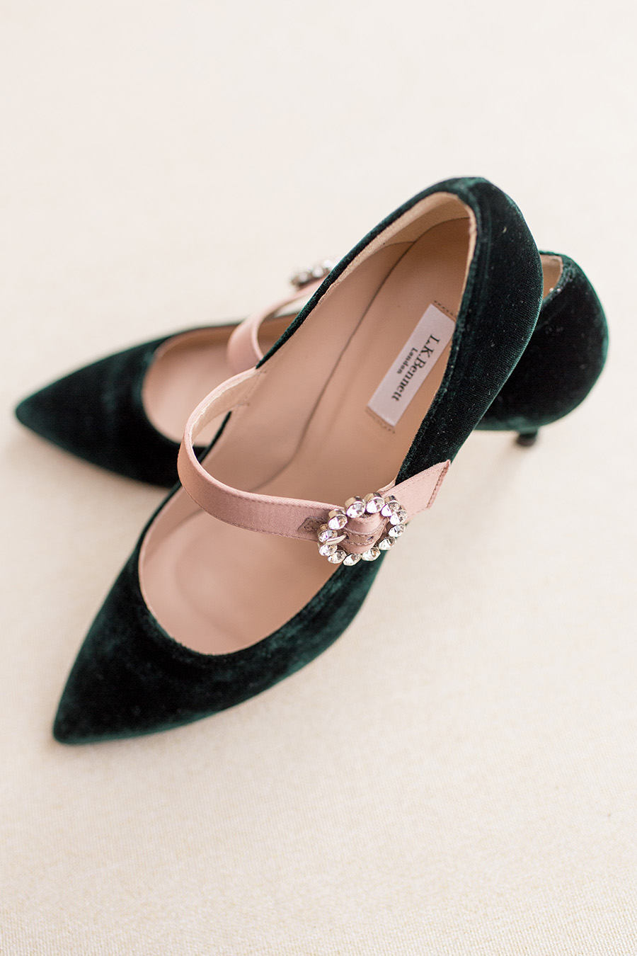 green velvet wedding shoes