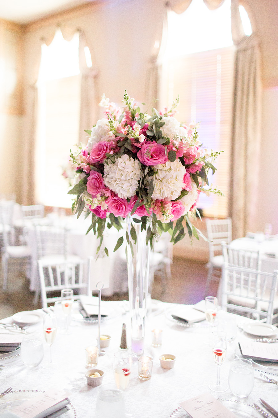 tall floral wedding centerpieces at the madison, riverside 