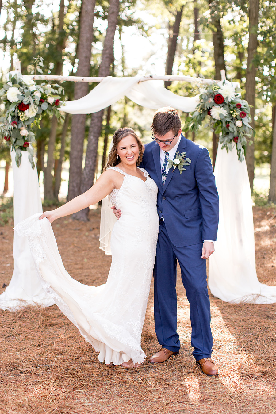 wedding arch at running deer ceremony space