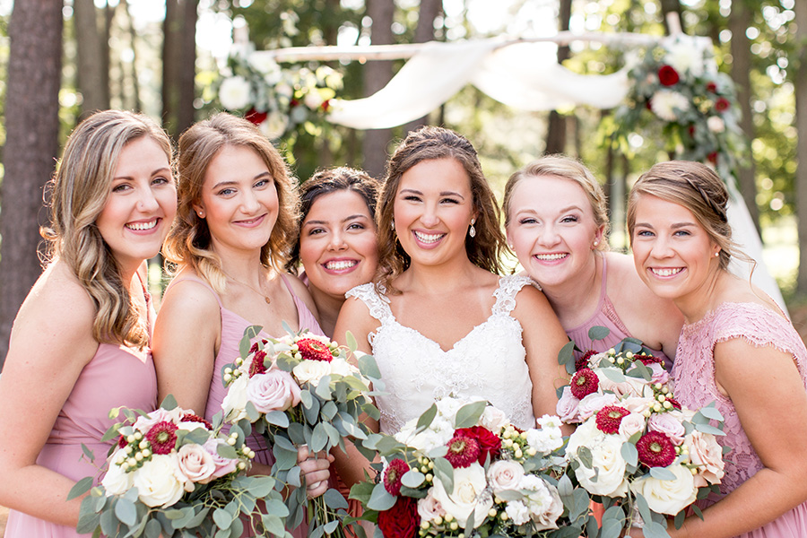 bride smiling with her friends