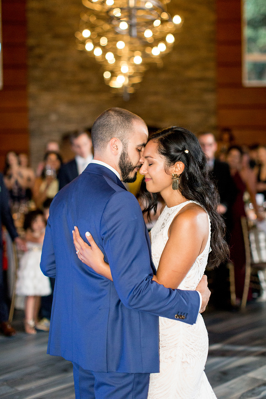 bride and groom's first dance at stone house at stirling ridge