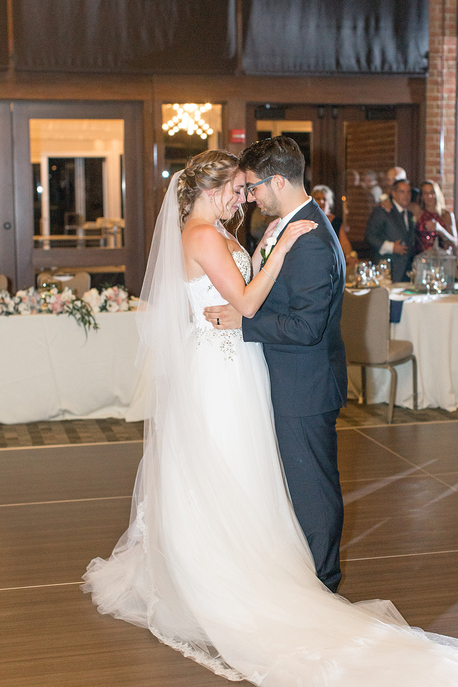 bride and groom share first dance at chubb hotel