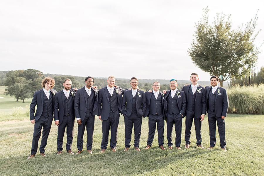 groom and groomsmen outside of chubb hotel and conference center