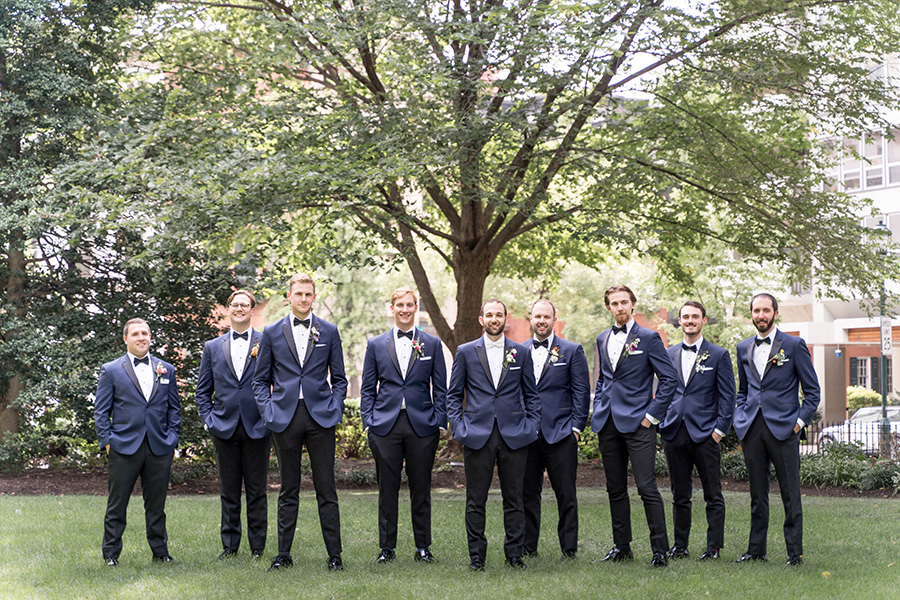 groomsmen hanging out at rittenhouse square