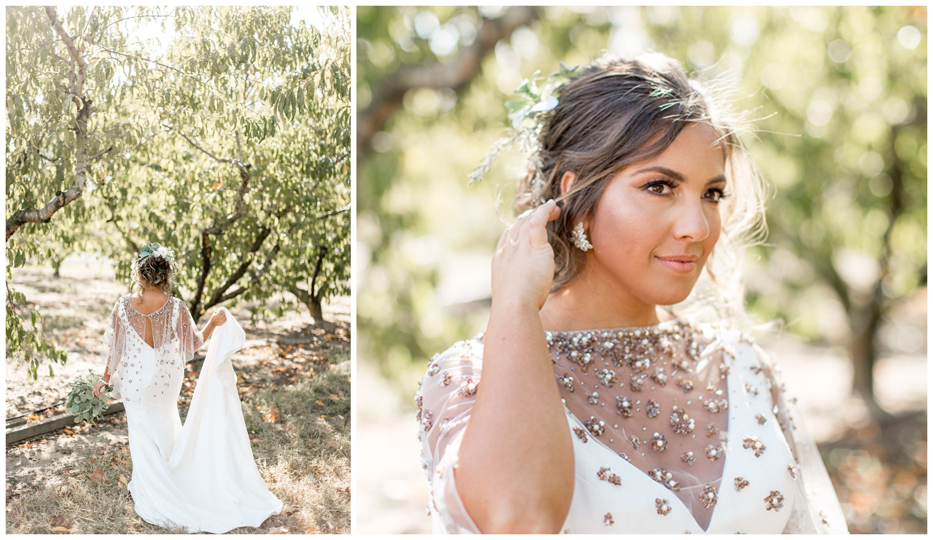 Bride in modern dress with romantic details