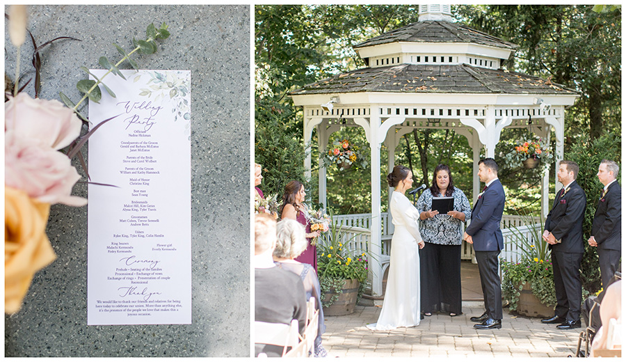 Wedding ceremony by the gazebo at the Grainhouse at Olde Mill Inn 