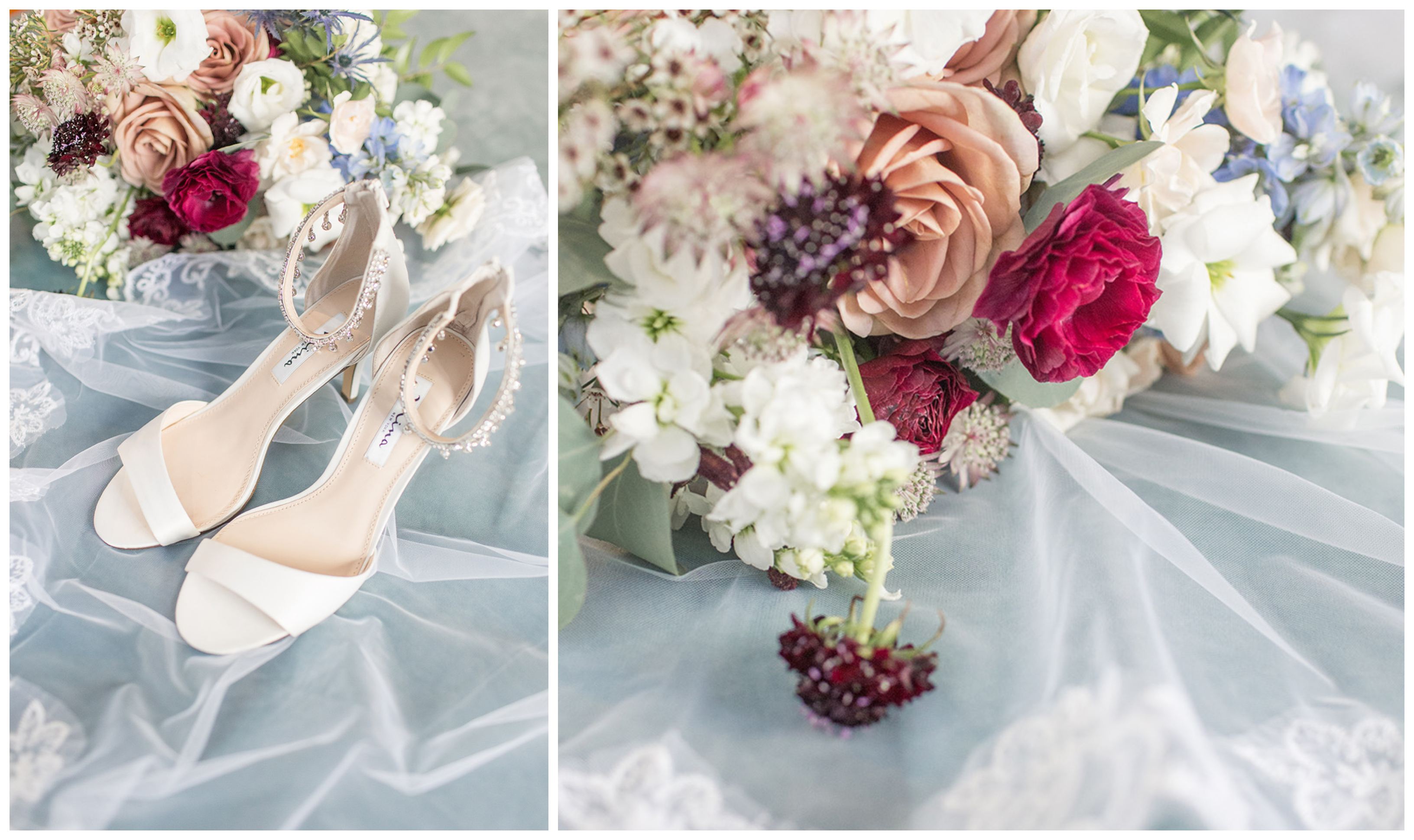 Bride's bouquet and heels at David's Country Inn