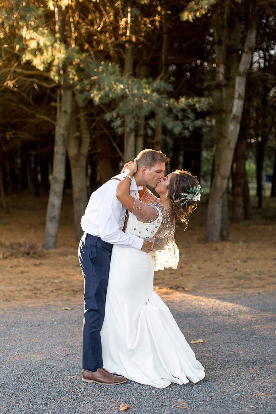 Last kiss on the wedding day