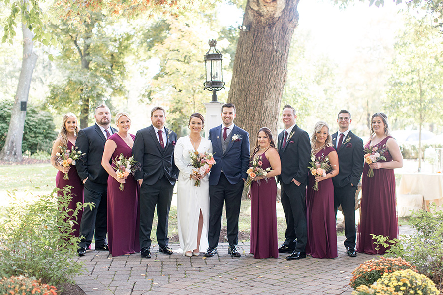 Burgundy and navy wedding party