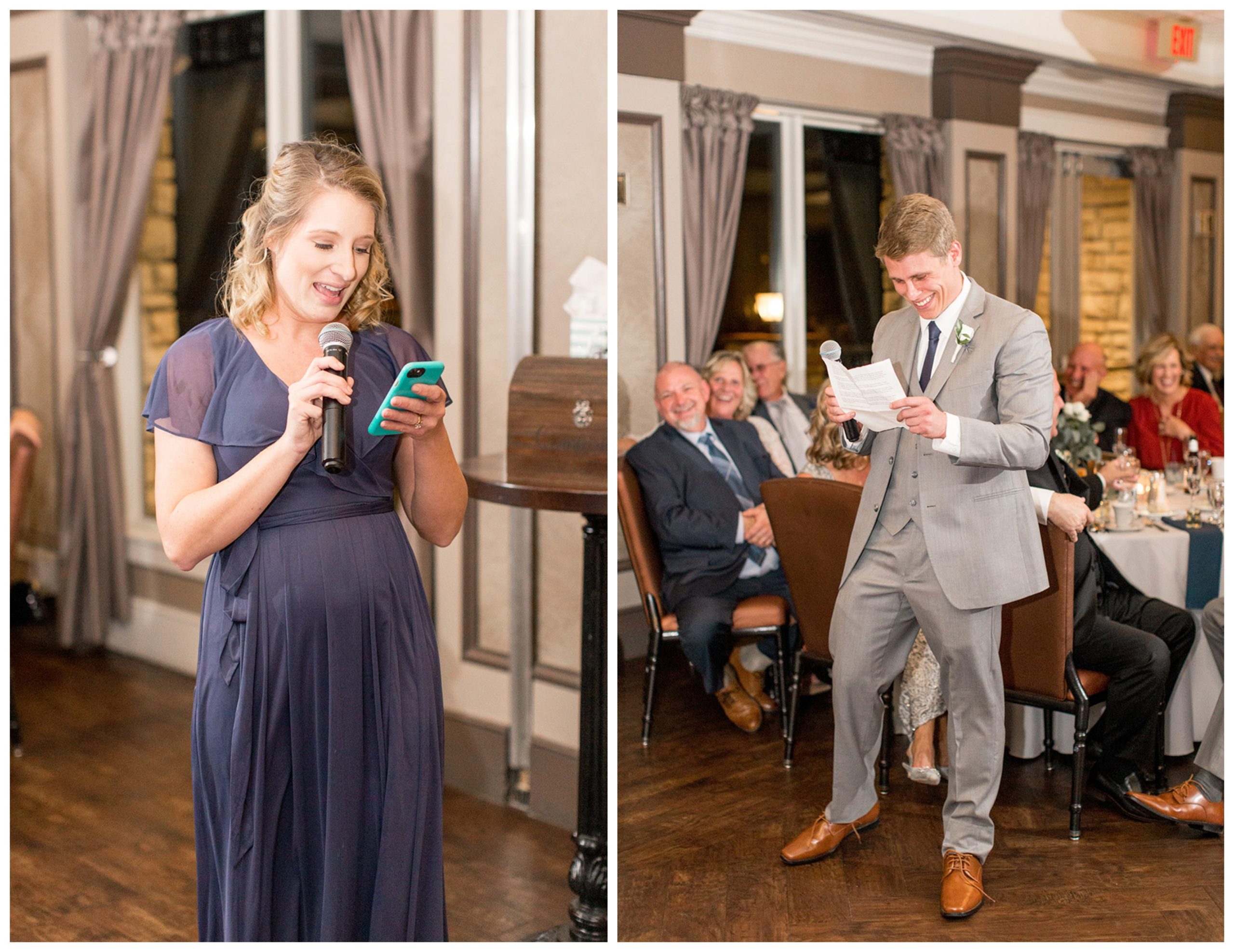 best man and maid of honor give a wedding toast