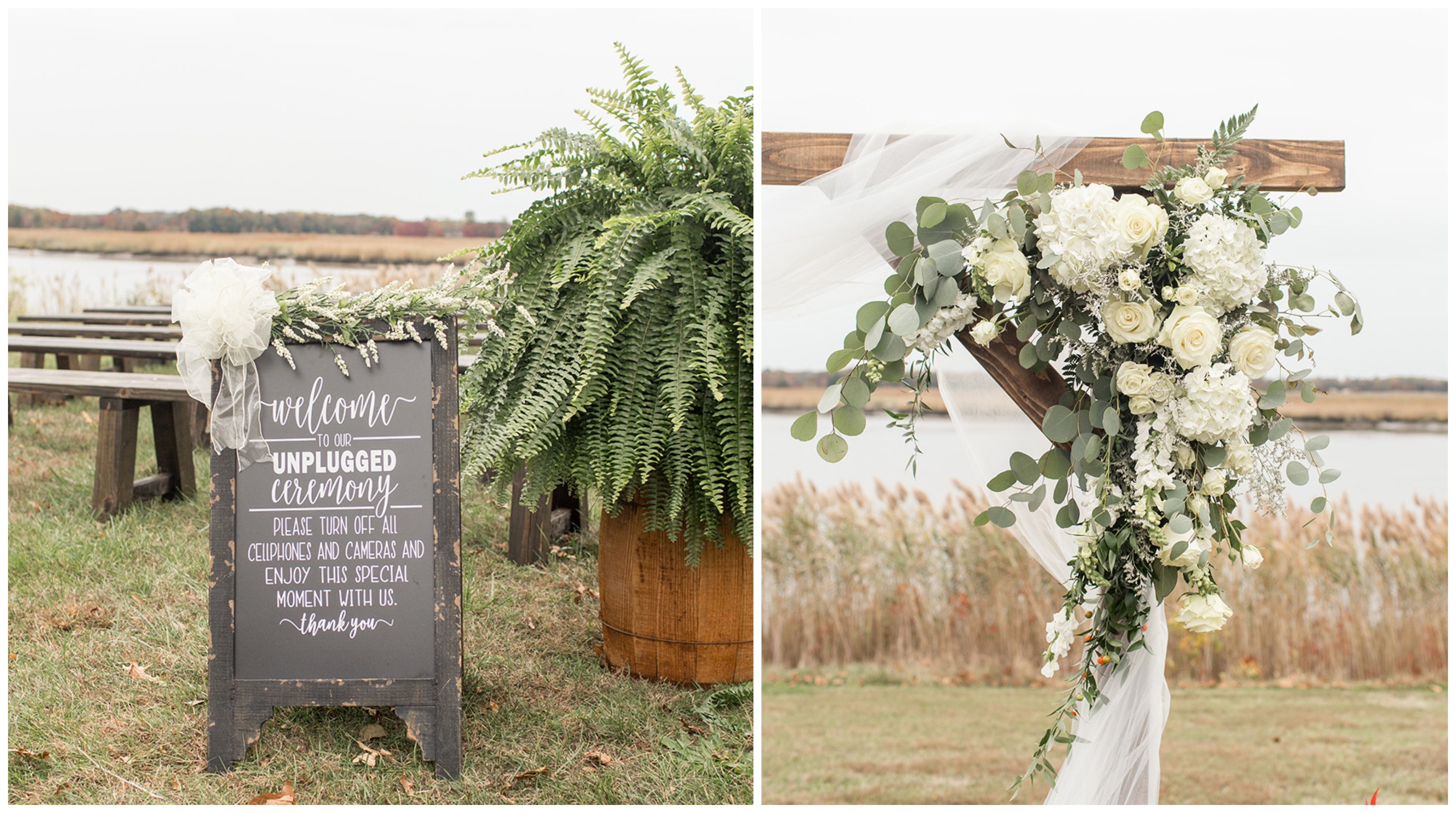 outdoor fall wedding ceremony at Eagle Manor