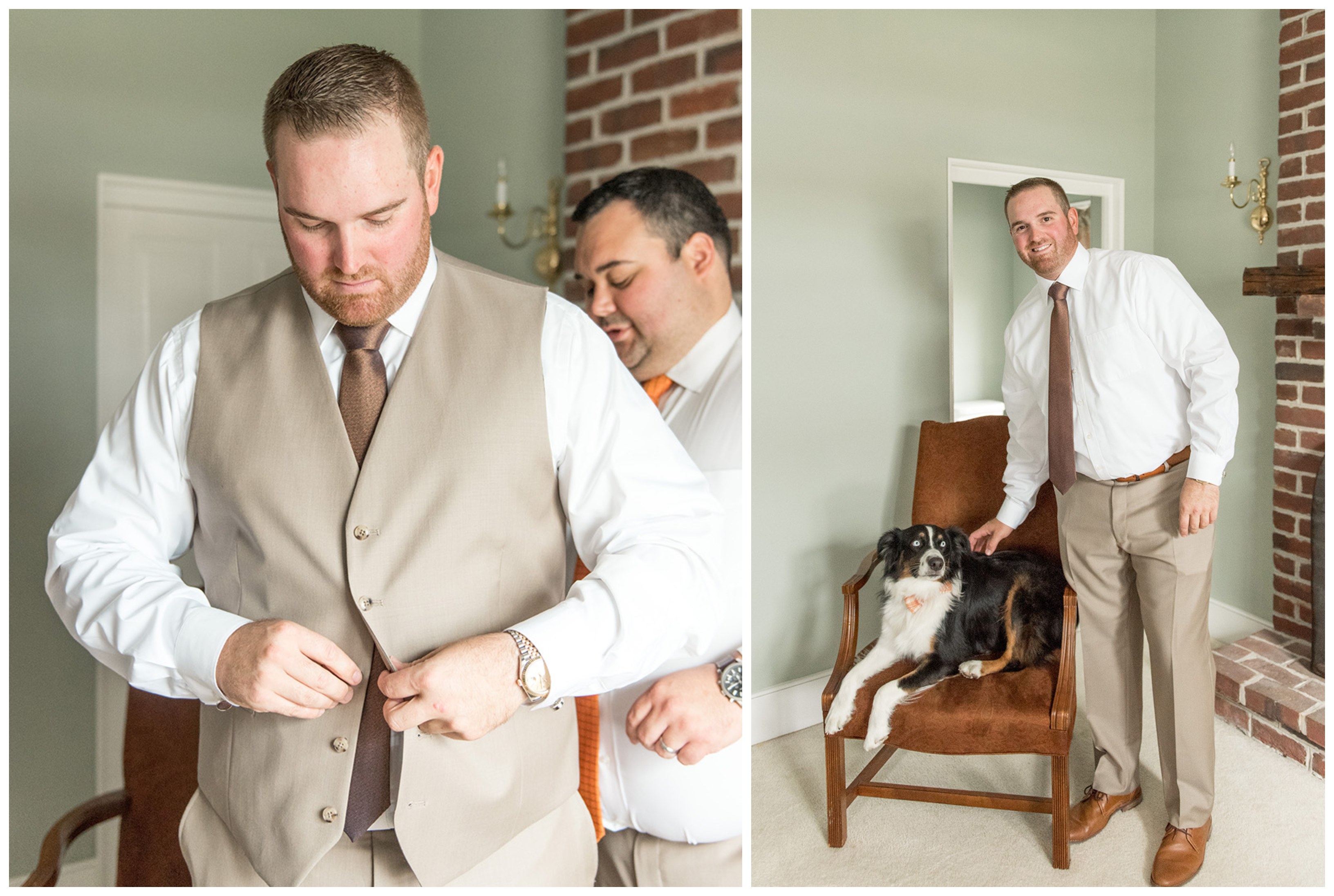 groom and his dog getting ready at Eagle Manor