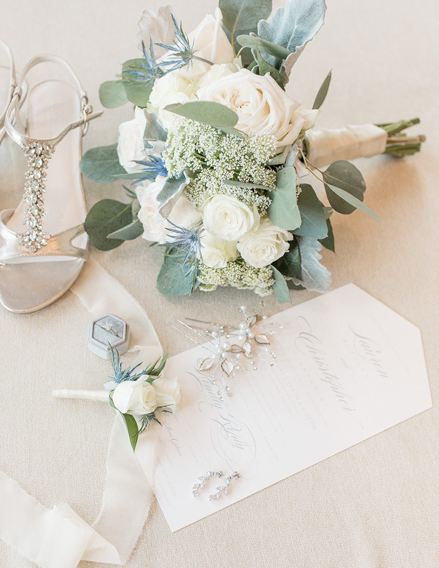 cream and eucalyptus wedding details