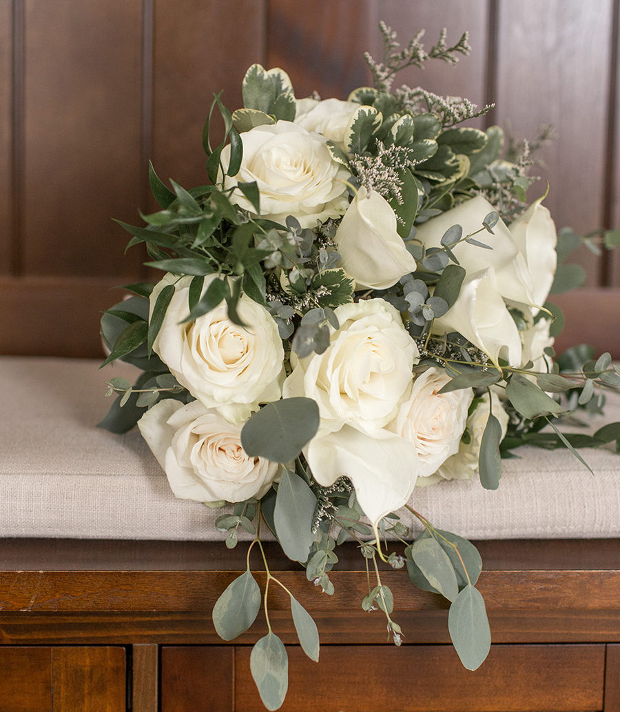 cream and eucalyptus wedding bouquet