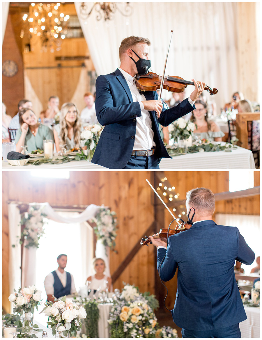 violinist plays for the wedding couple