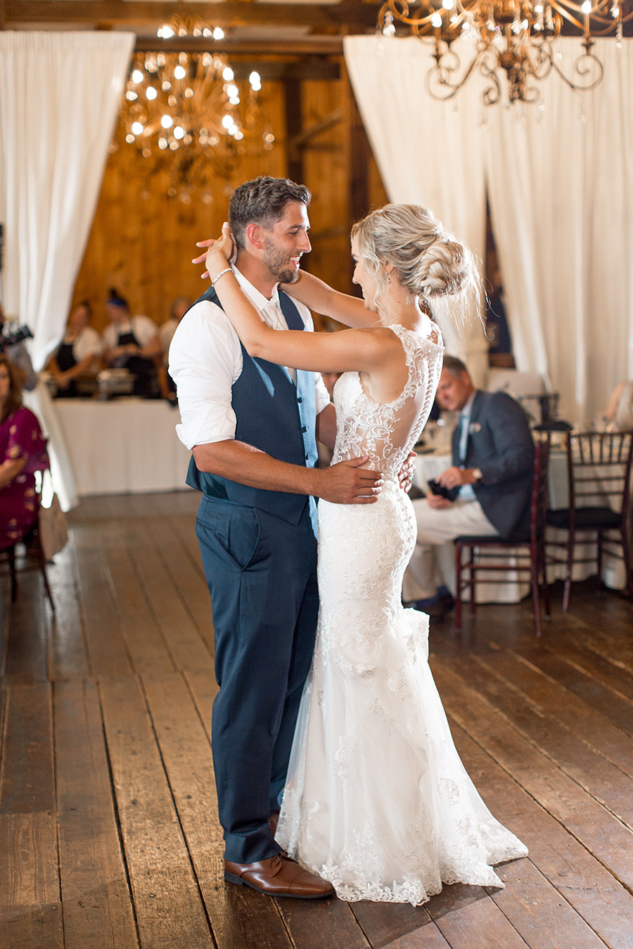 first dance as husband and wife in the barn at melhorn manor