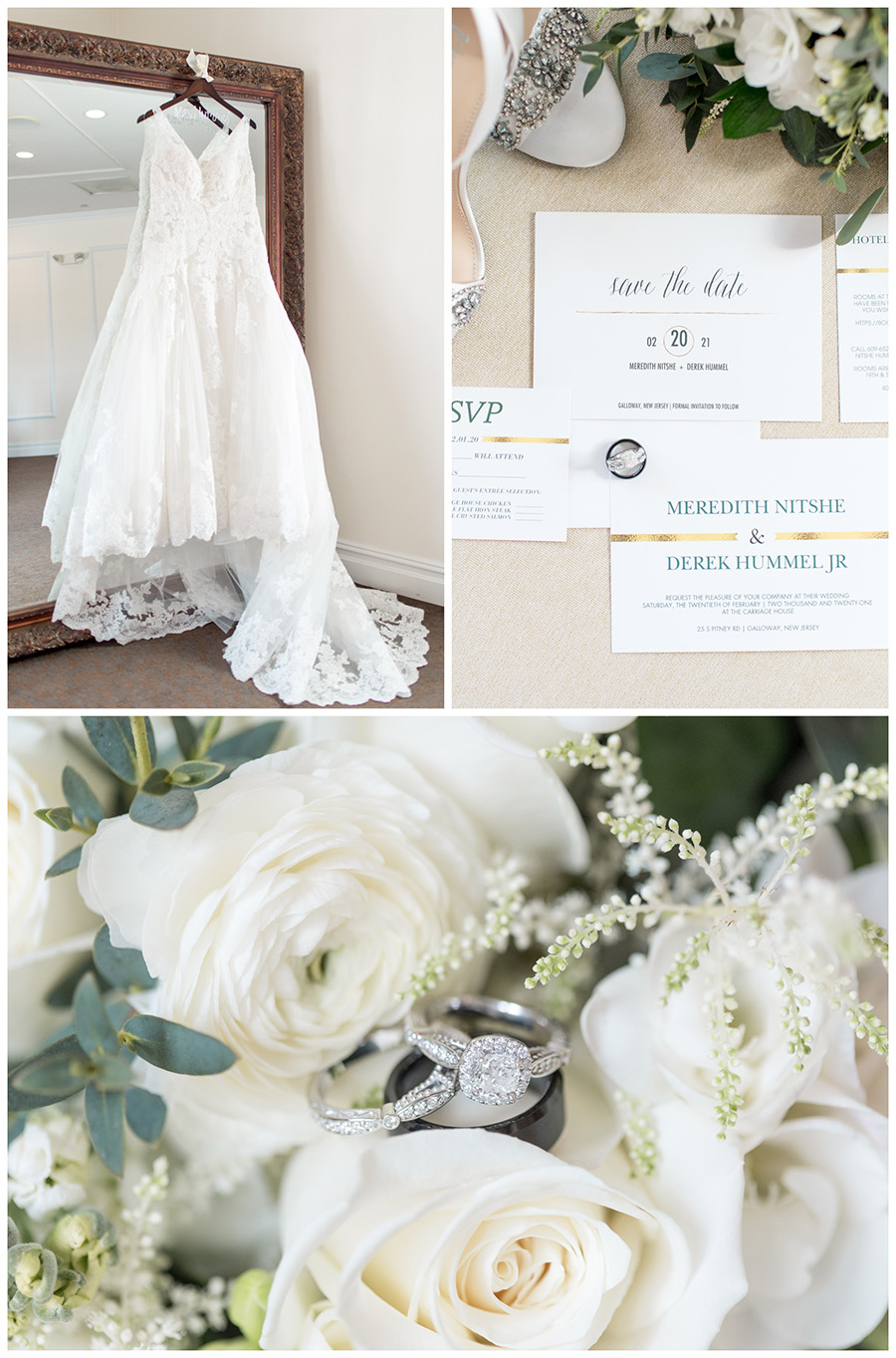 wedding day details in the bridal suite at the Carriage House