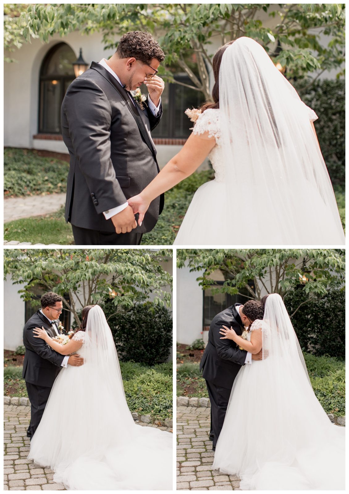 bride and groom share an emotional first look
