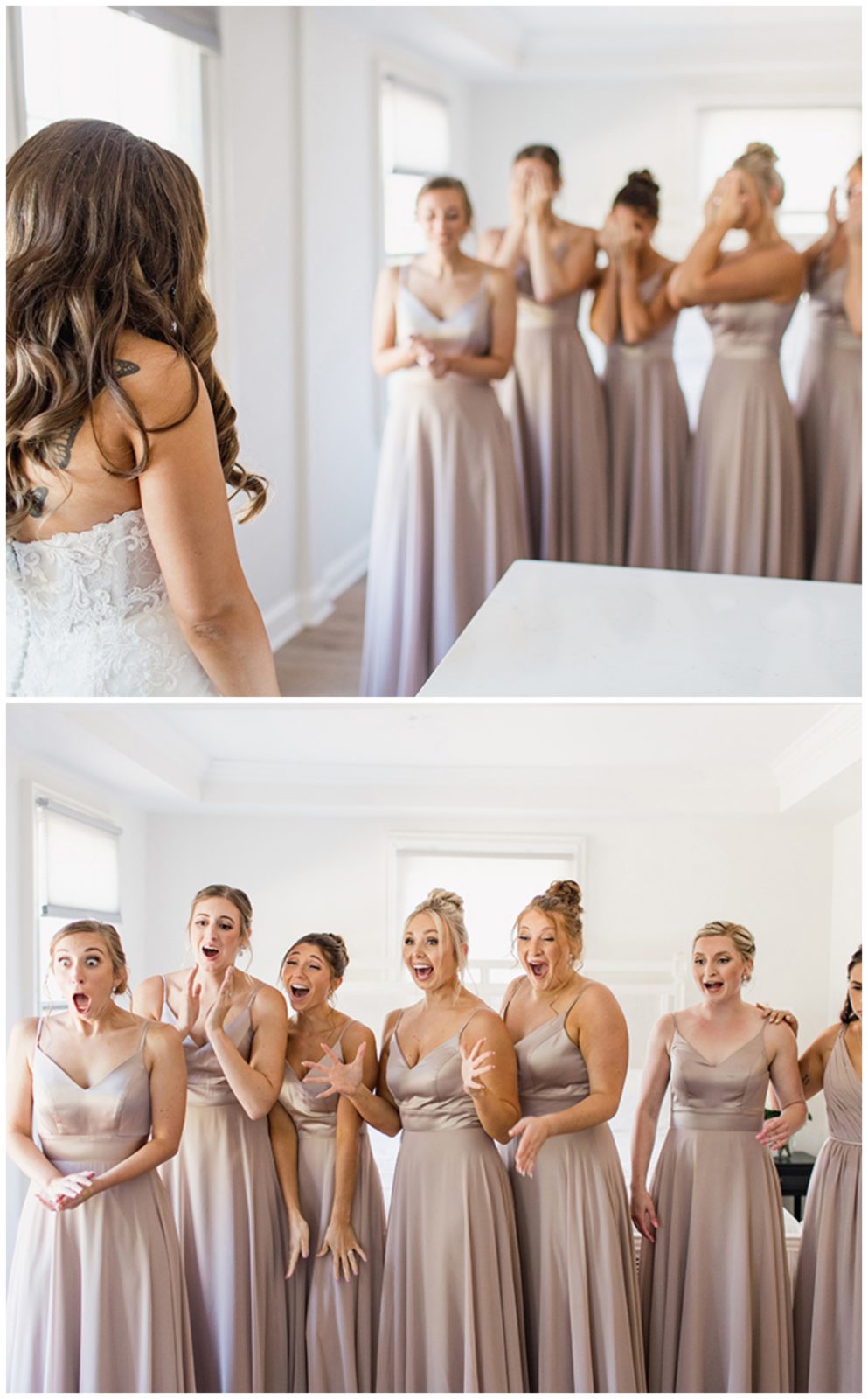 bridesmaid first look reaction 